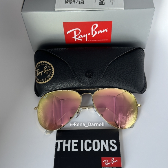 RayBan Aviator Pink Mirror RB3025 New - Picture 12 of 14